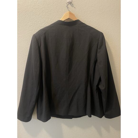 NWT Lafayette 148 NY Women 18W Wool One Button Collarless Blazer Jacket Gray - Picture 2 of 8